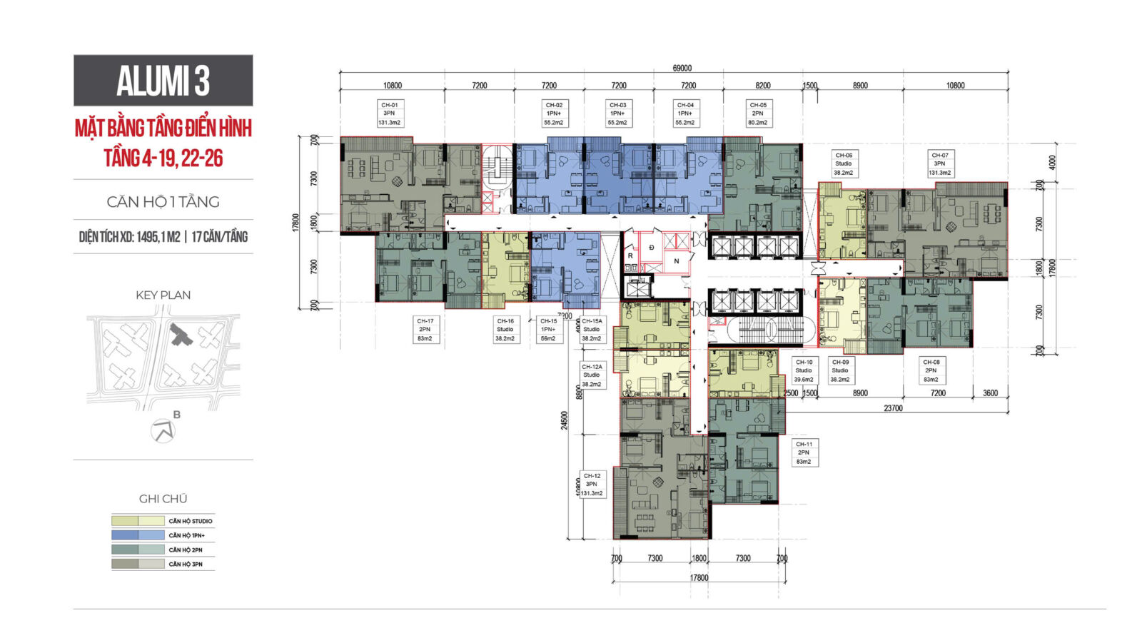 Mặt bằng tòa Alumi 3 dự án Alluvia City Văn Giang